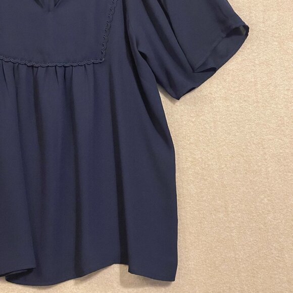 Loft Blouse Women's Small Dark Blue Flared Sleeves - Picture 4 of 10